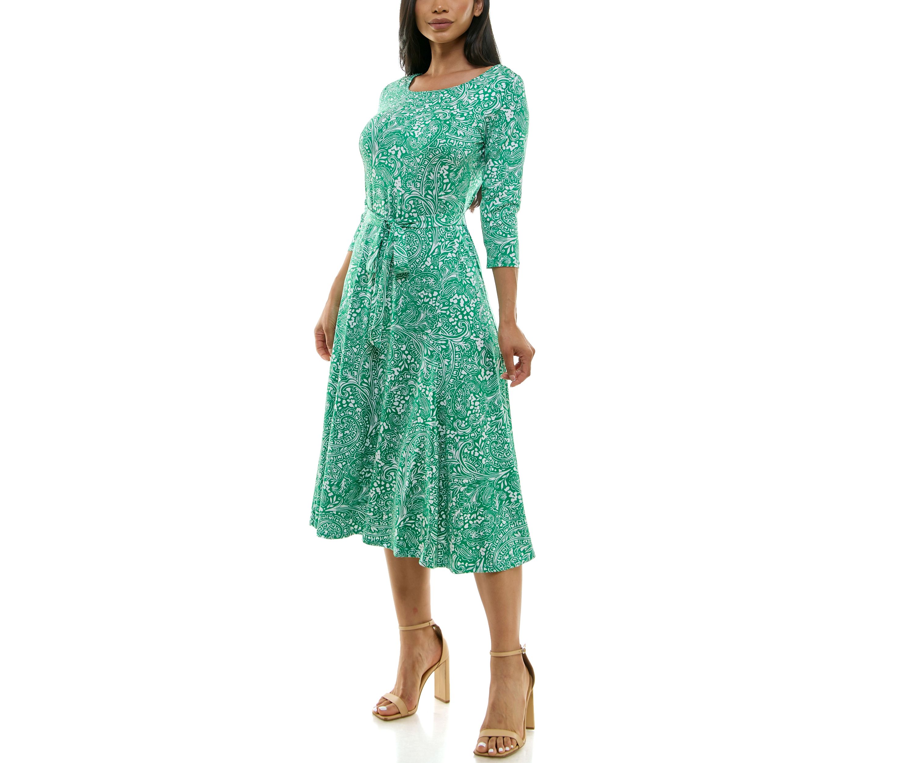 3/4 Sylvia Midi Dress With Belt