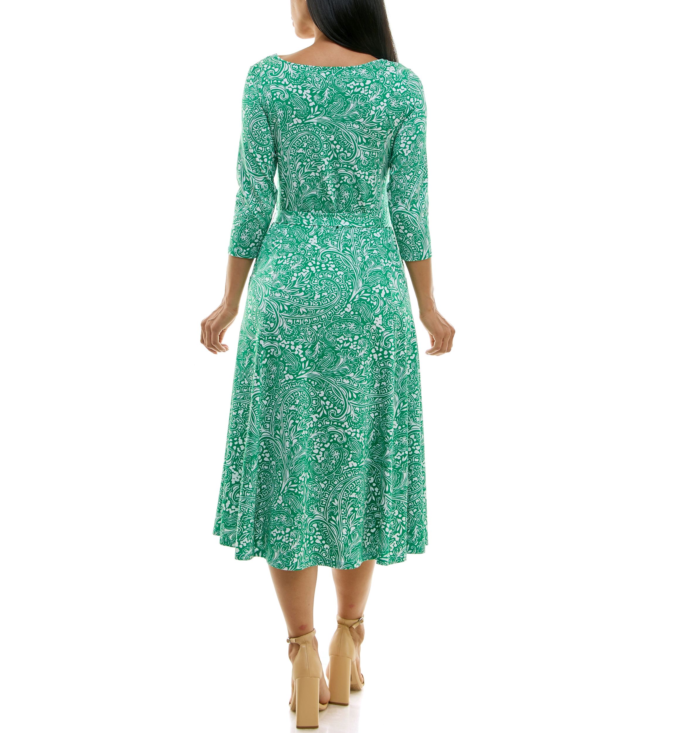 3/4 Sylvia Midi Dress With Belt