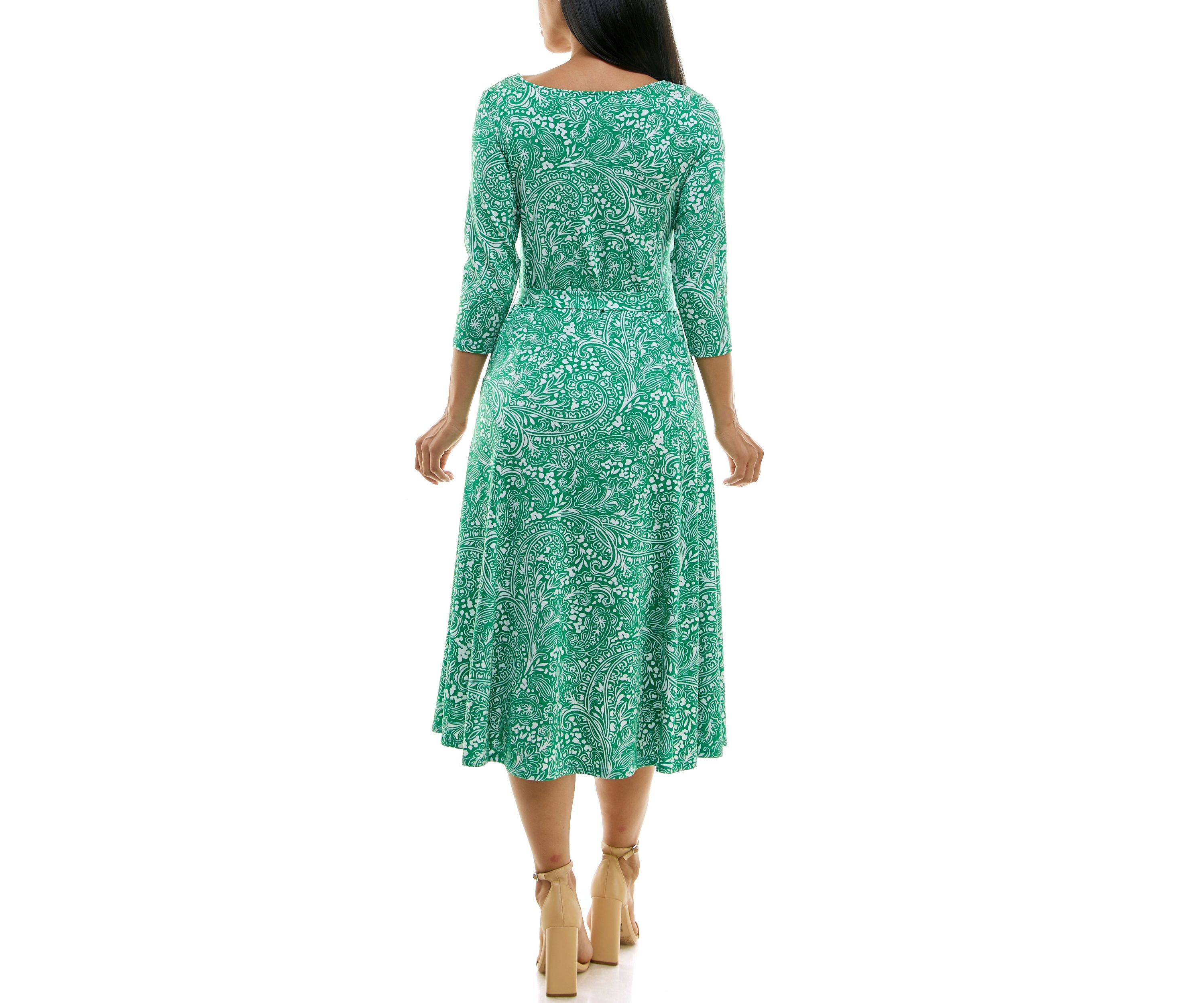 3/4 Sylvia Midi Dress With Belt