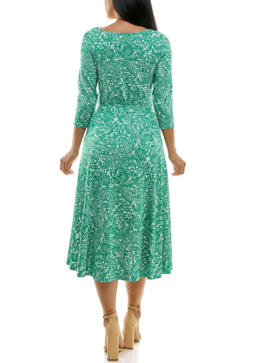 3/4 Sylvia Midi Dress With Belt