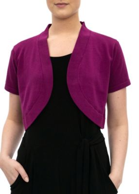 Nina Leonard Women's Knit Classic Short Sleeve Bolero, Small