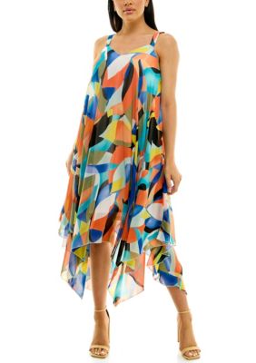Nina Leonard Women's Uneven Hem Dress, Medium
