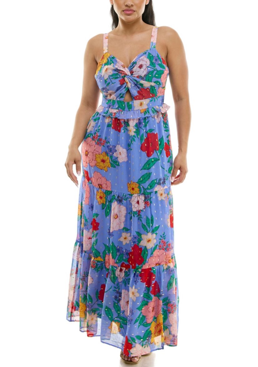 Twist Bodice Tiered Chiffon Dress