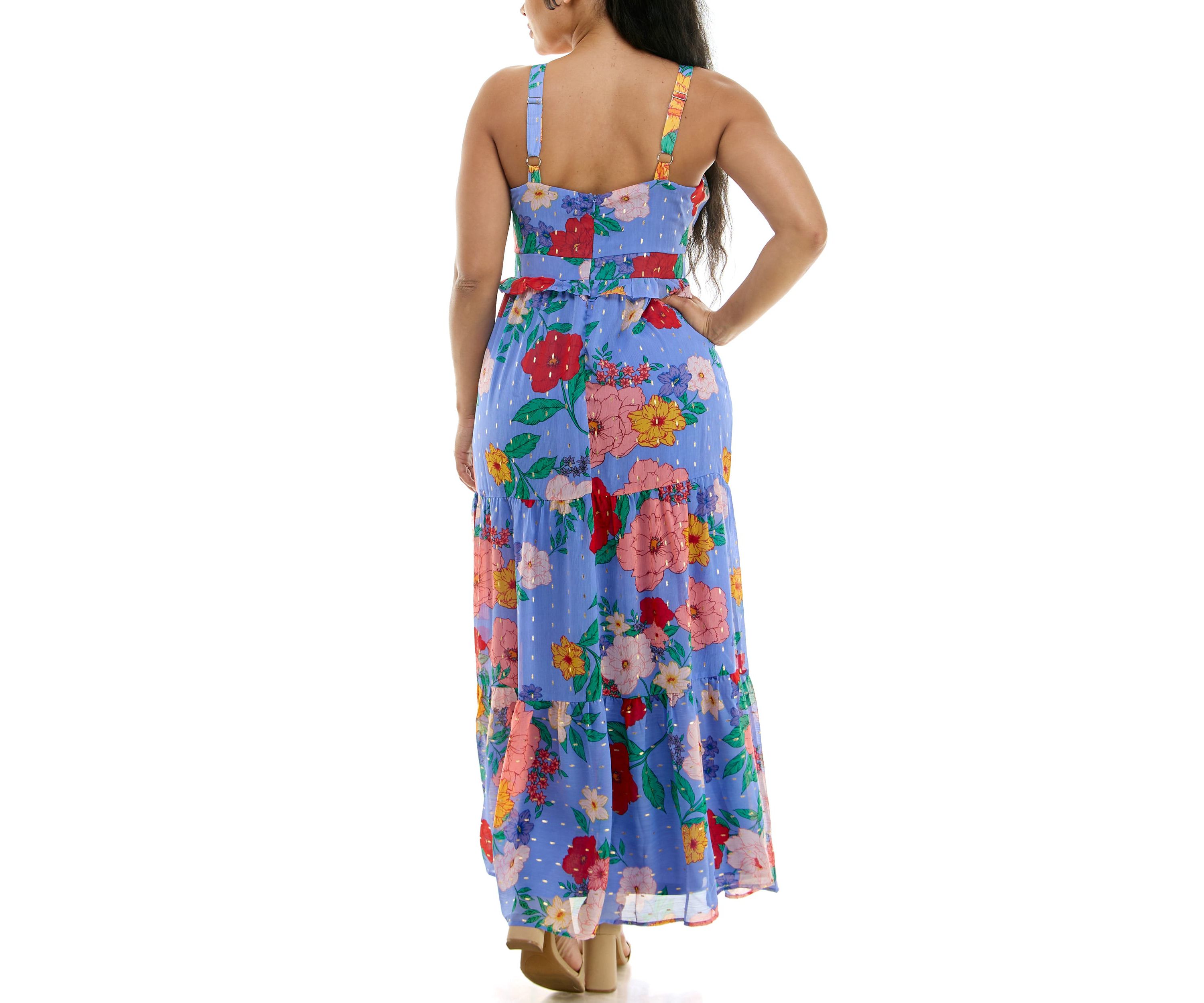 Twist Bodice Tiered Chiffon Dress