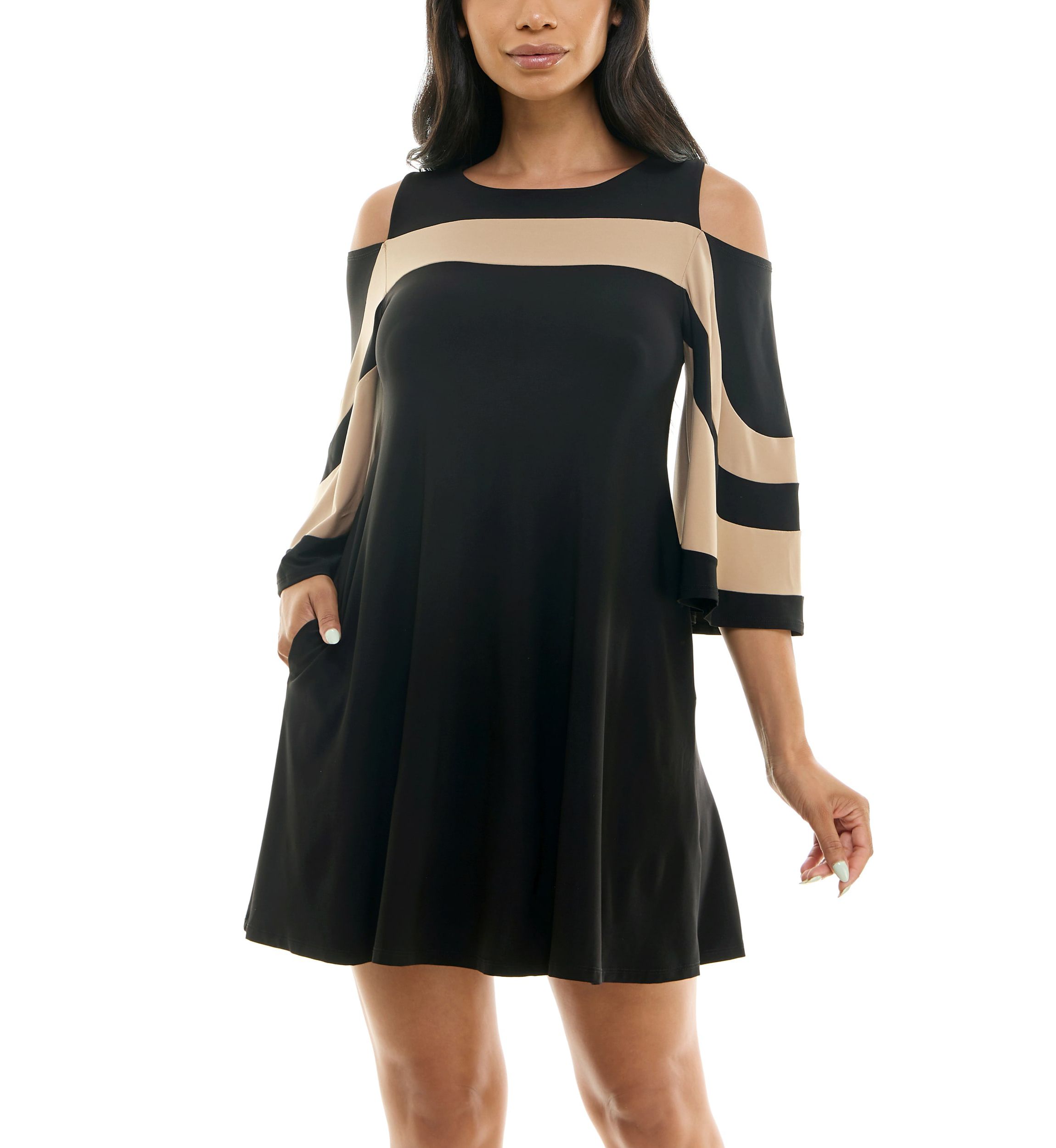 Color Block Cold Shoulder Dress