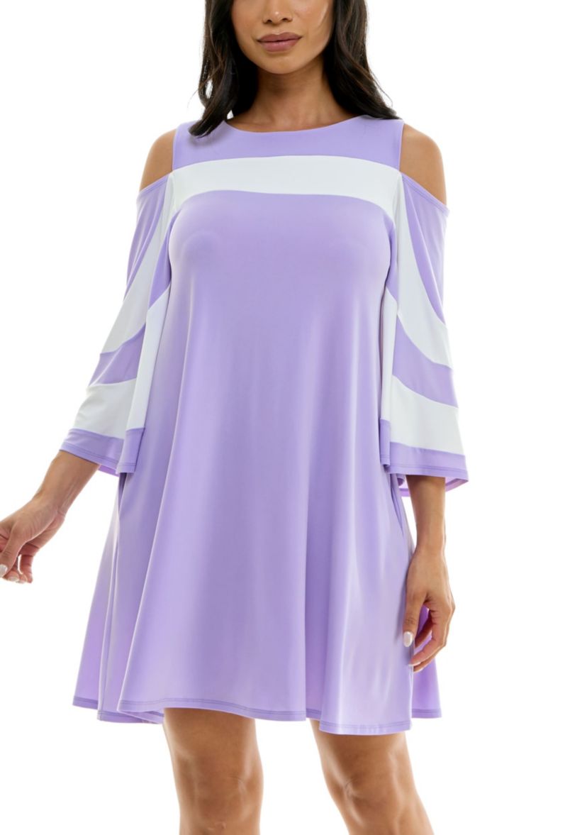 Color Block Cold Shoulder Dress