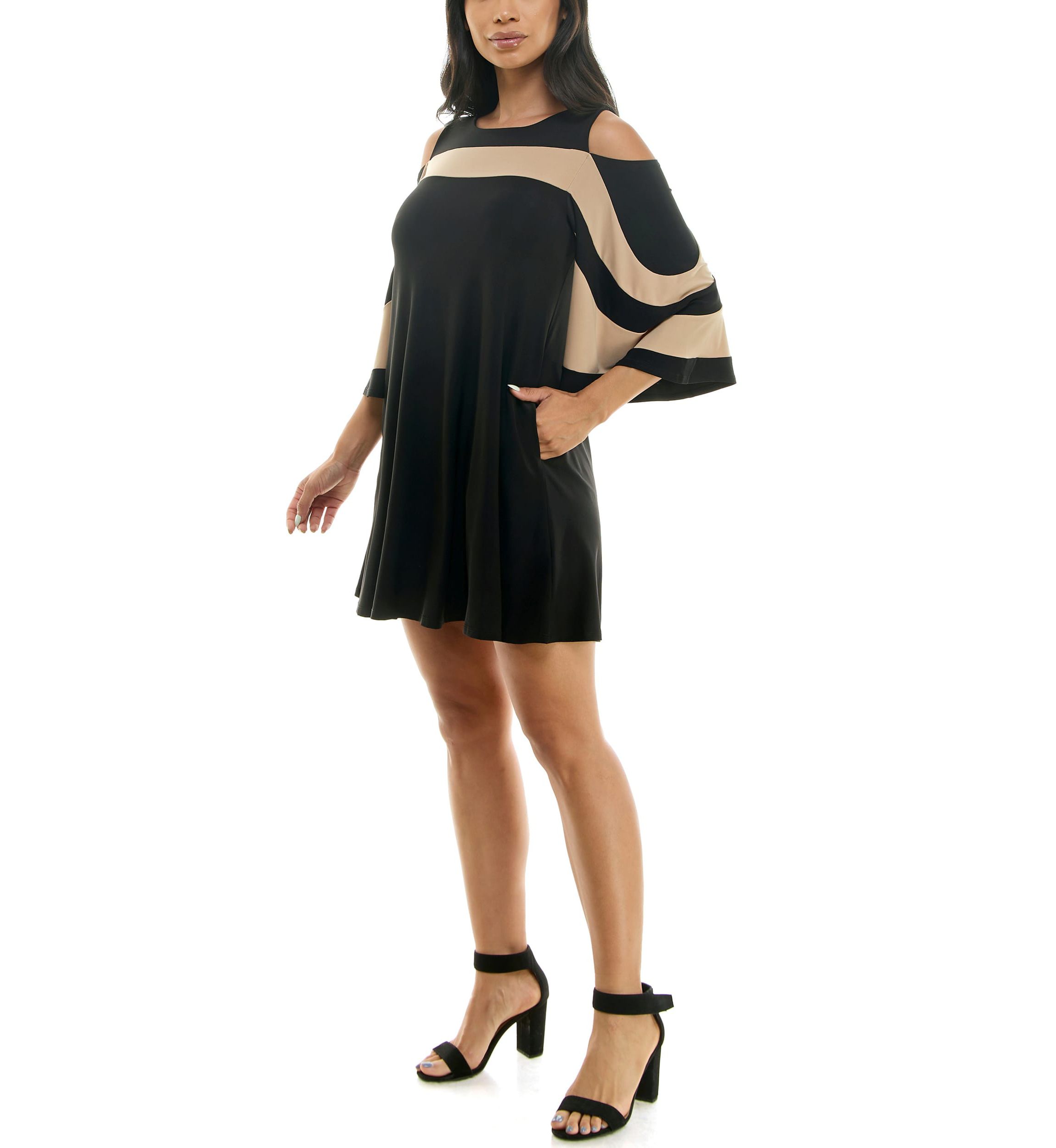 Color Block Cold Shoulder Dress