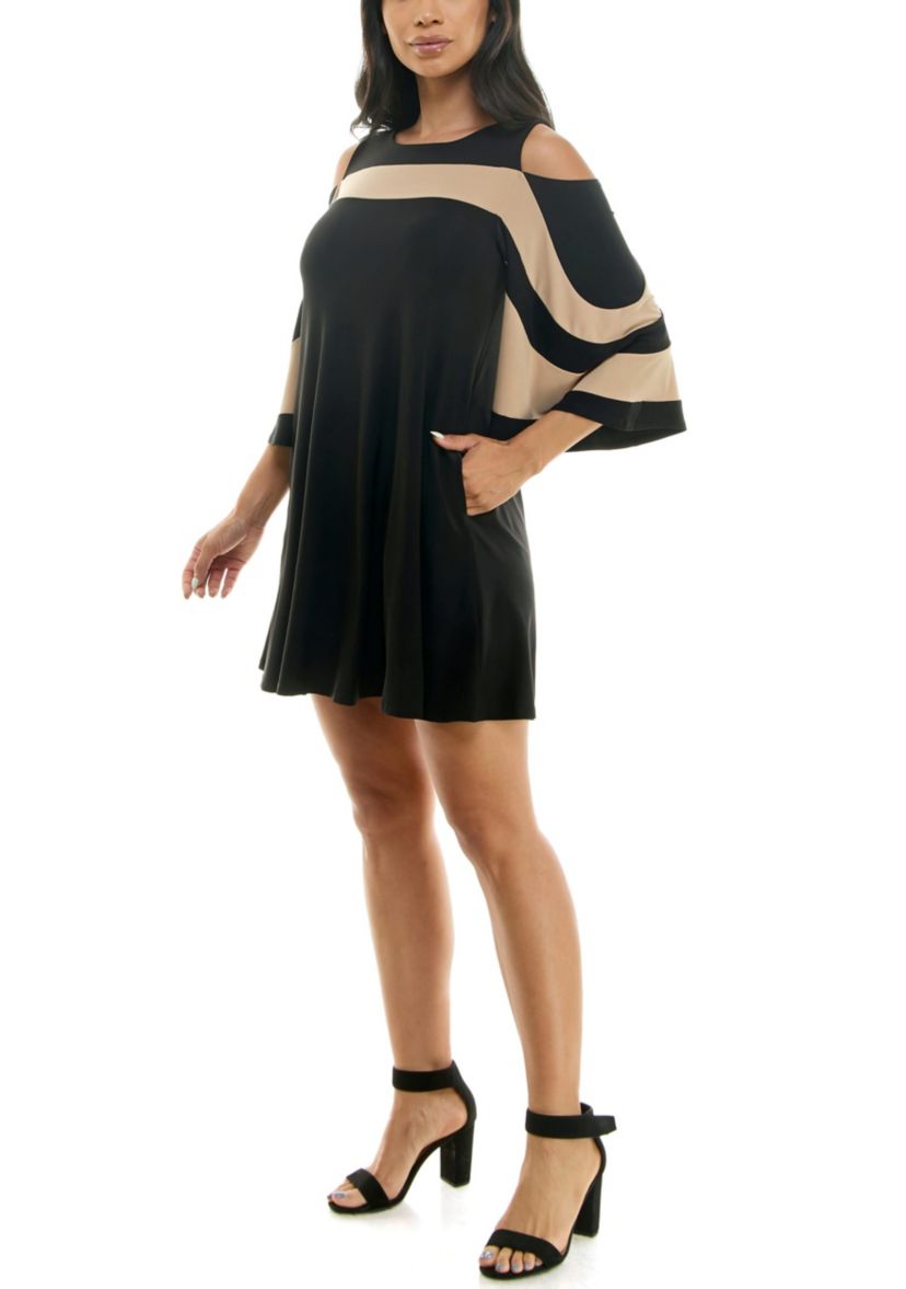 Color Block Cold Shoulder Dress
