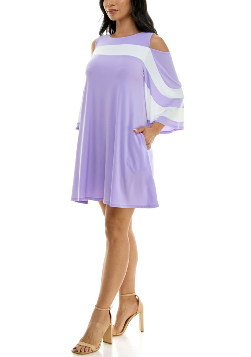 Color Block Cold Shoulder Dress