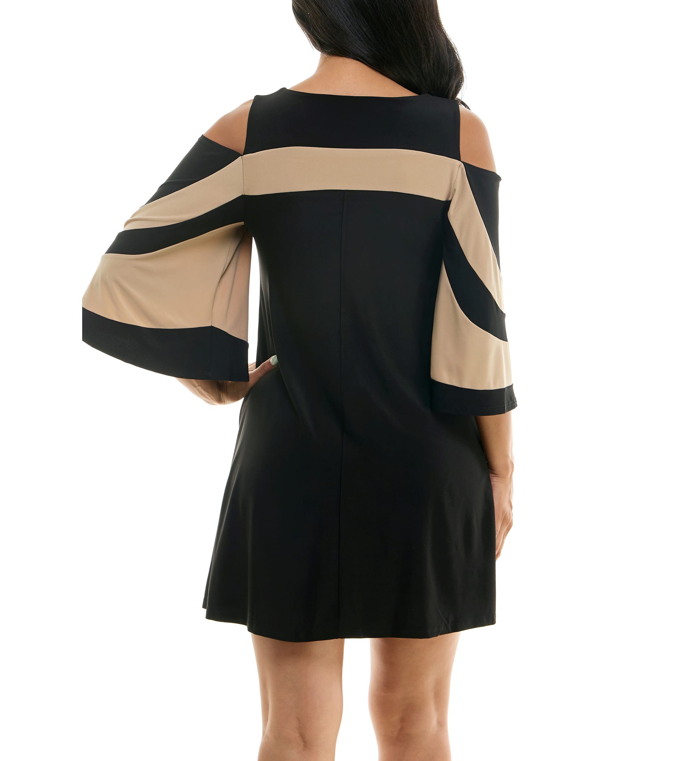 Color Block Cold Shoulder Dress