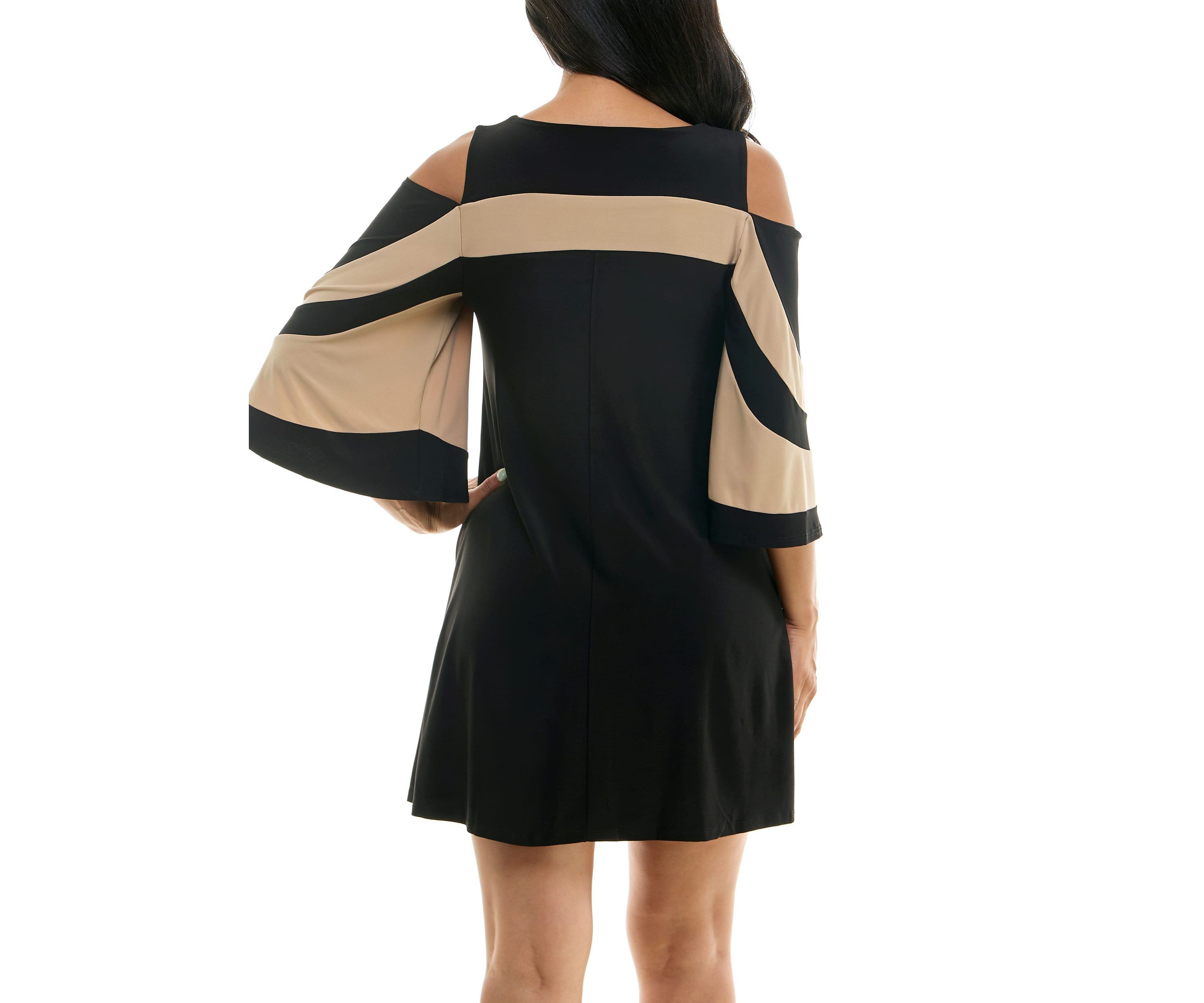 Color Block Cold Shoulder Dress