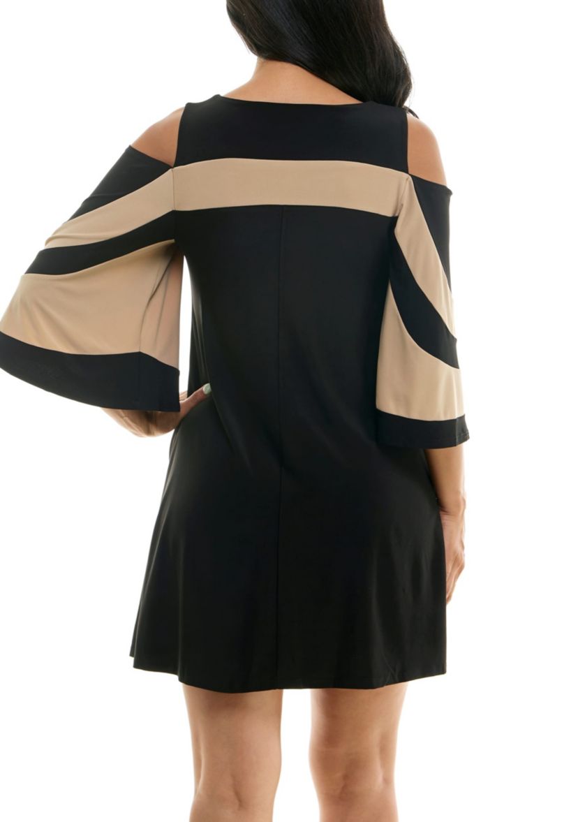 Color Block Cold Shoulder Dress