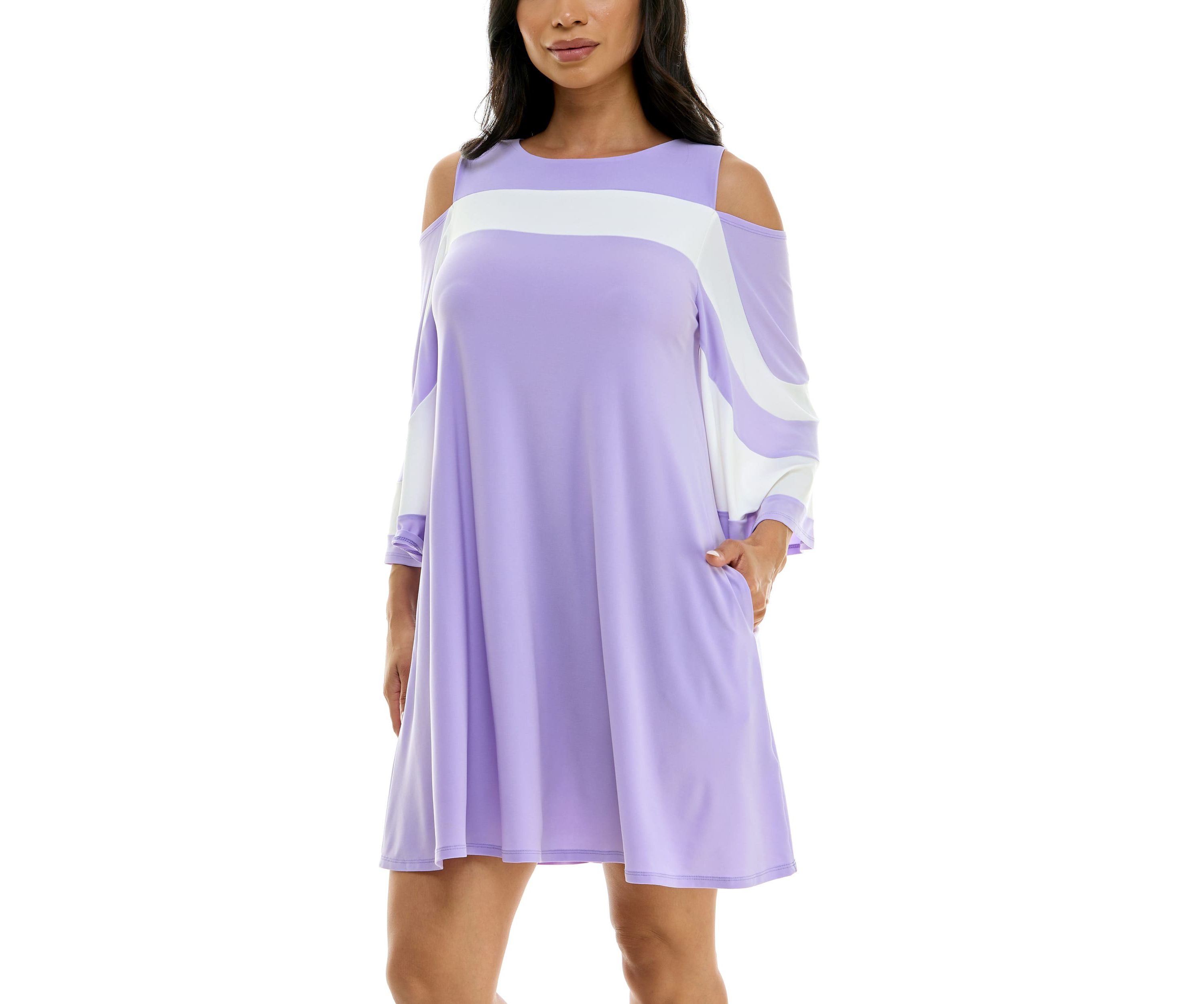 Color Block Cold Shoulder Dress