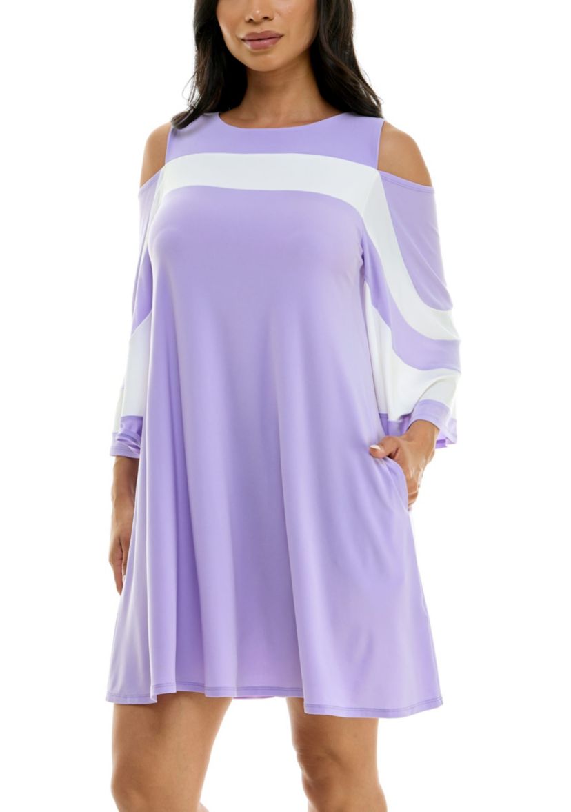 Color Block Cold Shoulder Dress