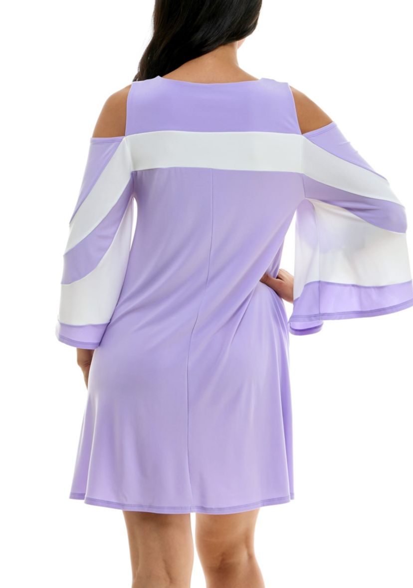 Color Block Cold Shoulder Dress