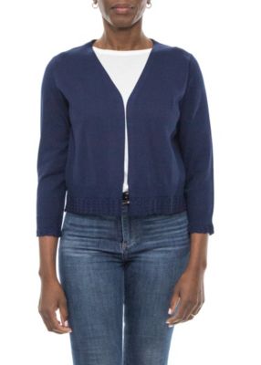 Nina Leonard Women's Sheer Elegant Lace Bolero, Navy Blue, XL