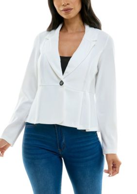 Nina Leonard Women's Long Sleeve Button Collared Blazer