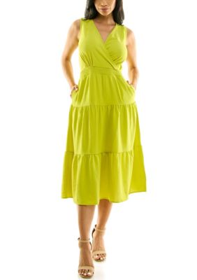 Nina Leonard Women's Tiered Midi Smock Dress, Large