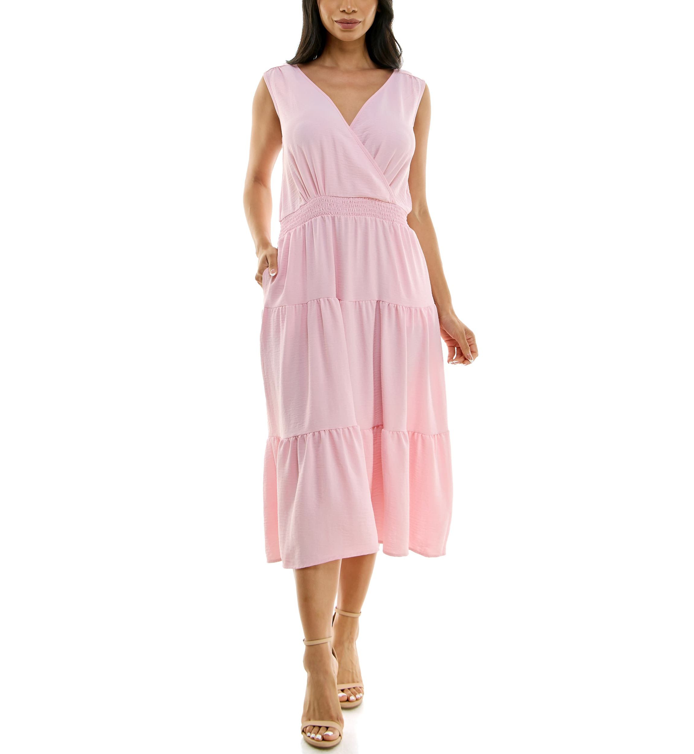 Tiered Midi Smock Dress