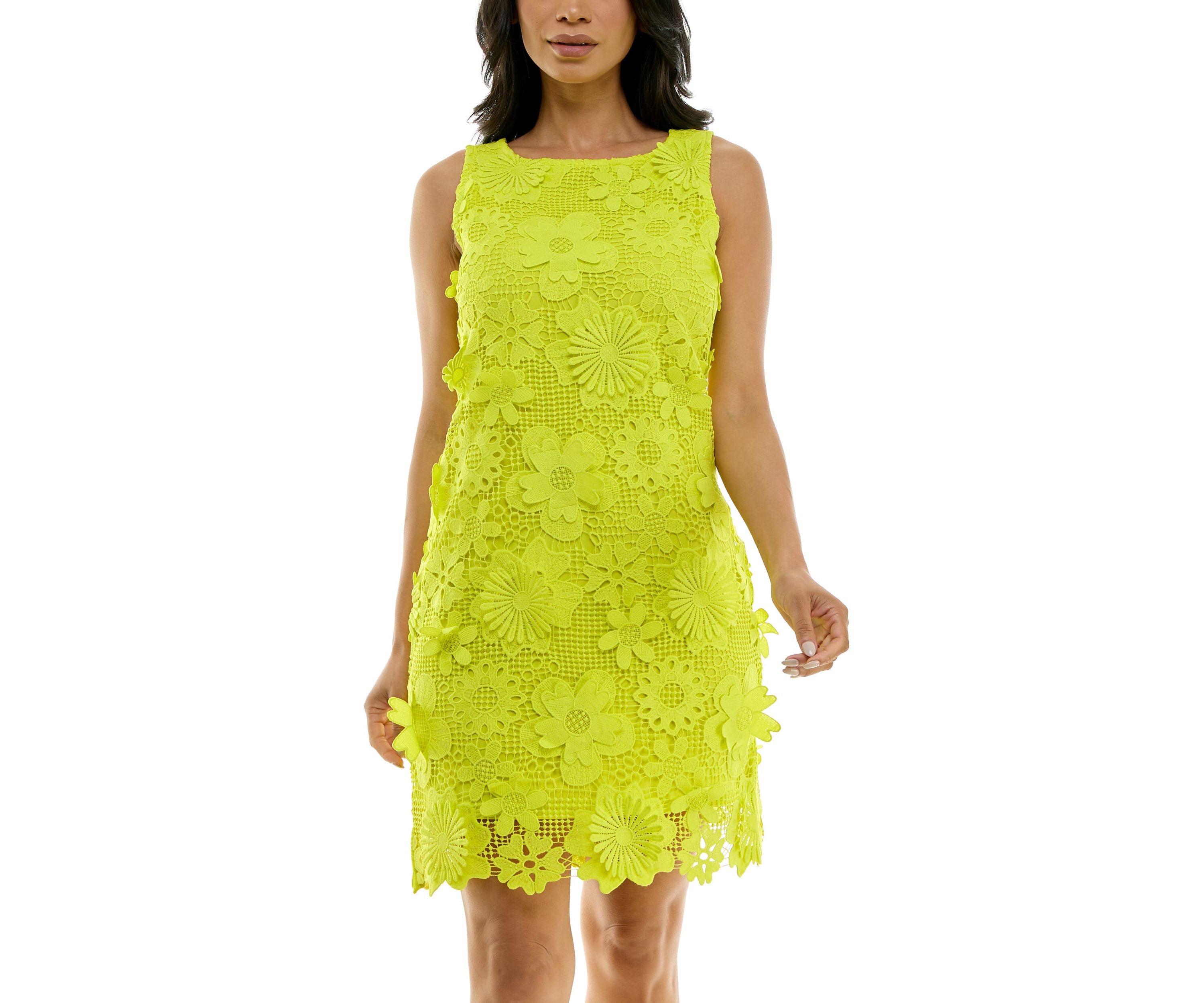 Sheath Dress With 3D Floral Emroidery