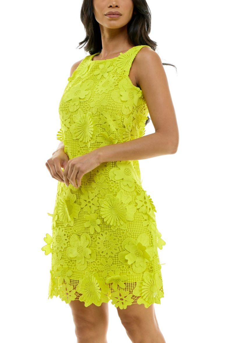 Sheath Dress With 3D Floral Emroidery