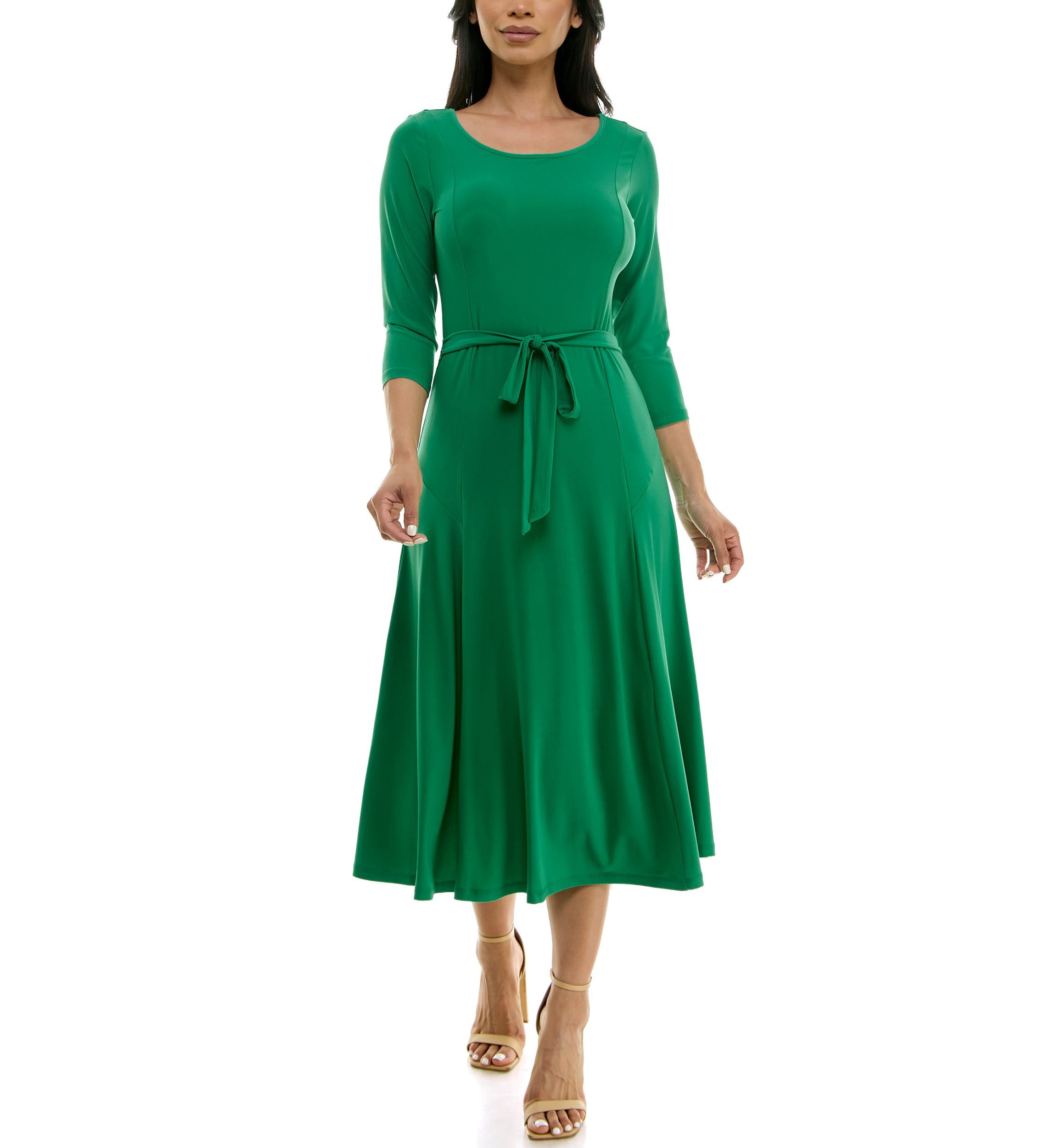 green emerald velvet dress Isabella Kelly Green Knit Midi Dress