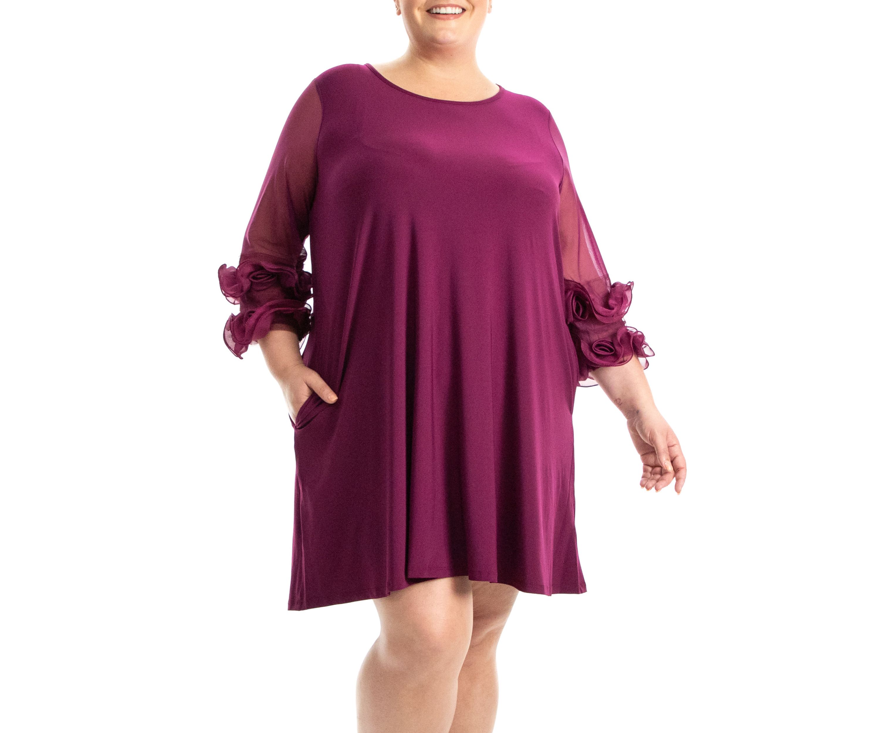 Trapeze Dress With Ruffle Sleeve And Pockets