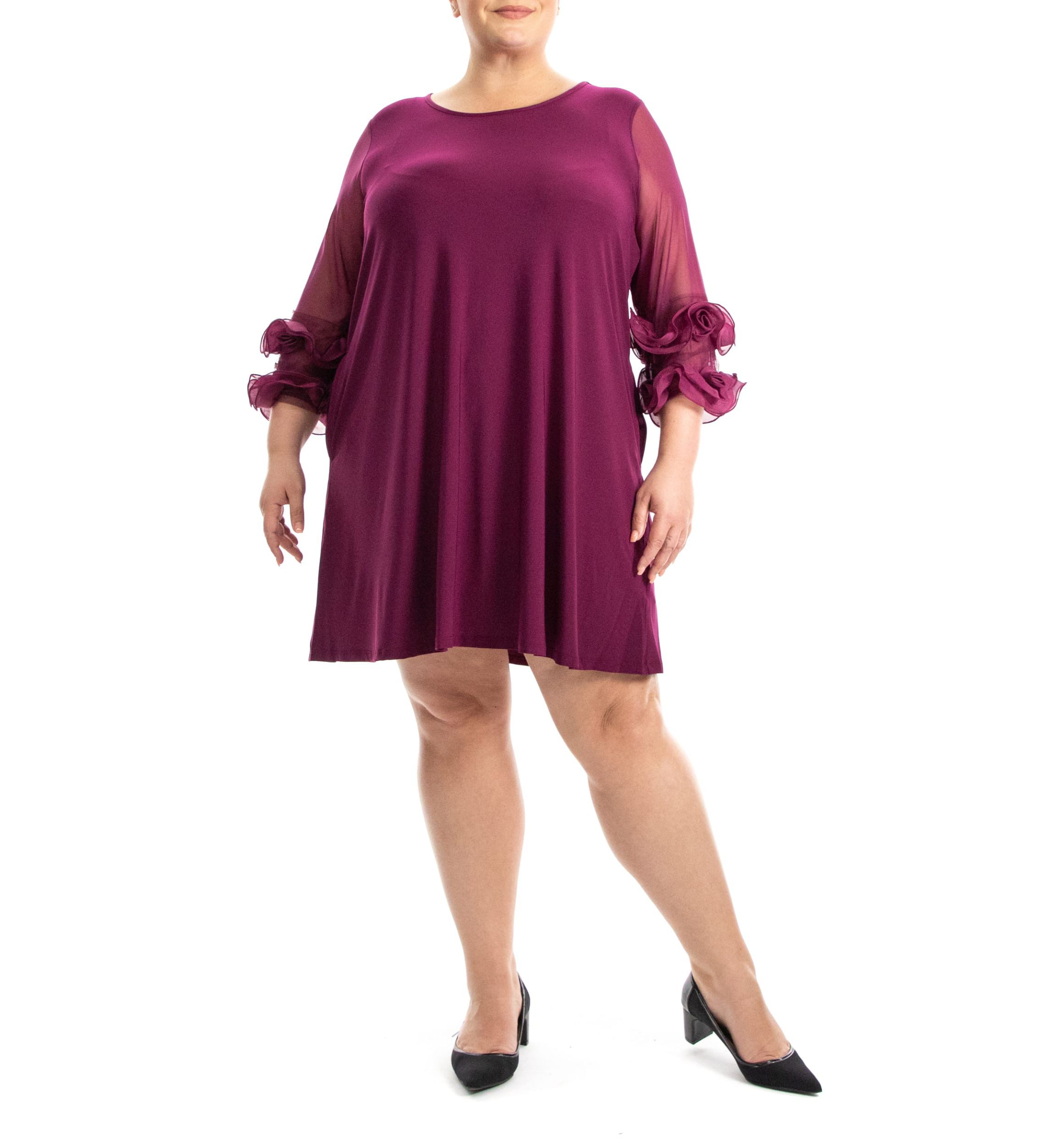 Trapeze Dress With Ruffle Sleeve And Pockets