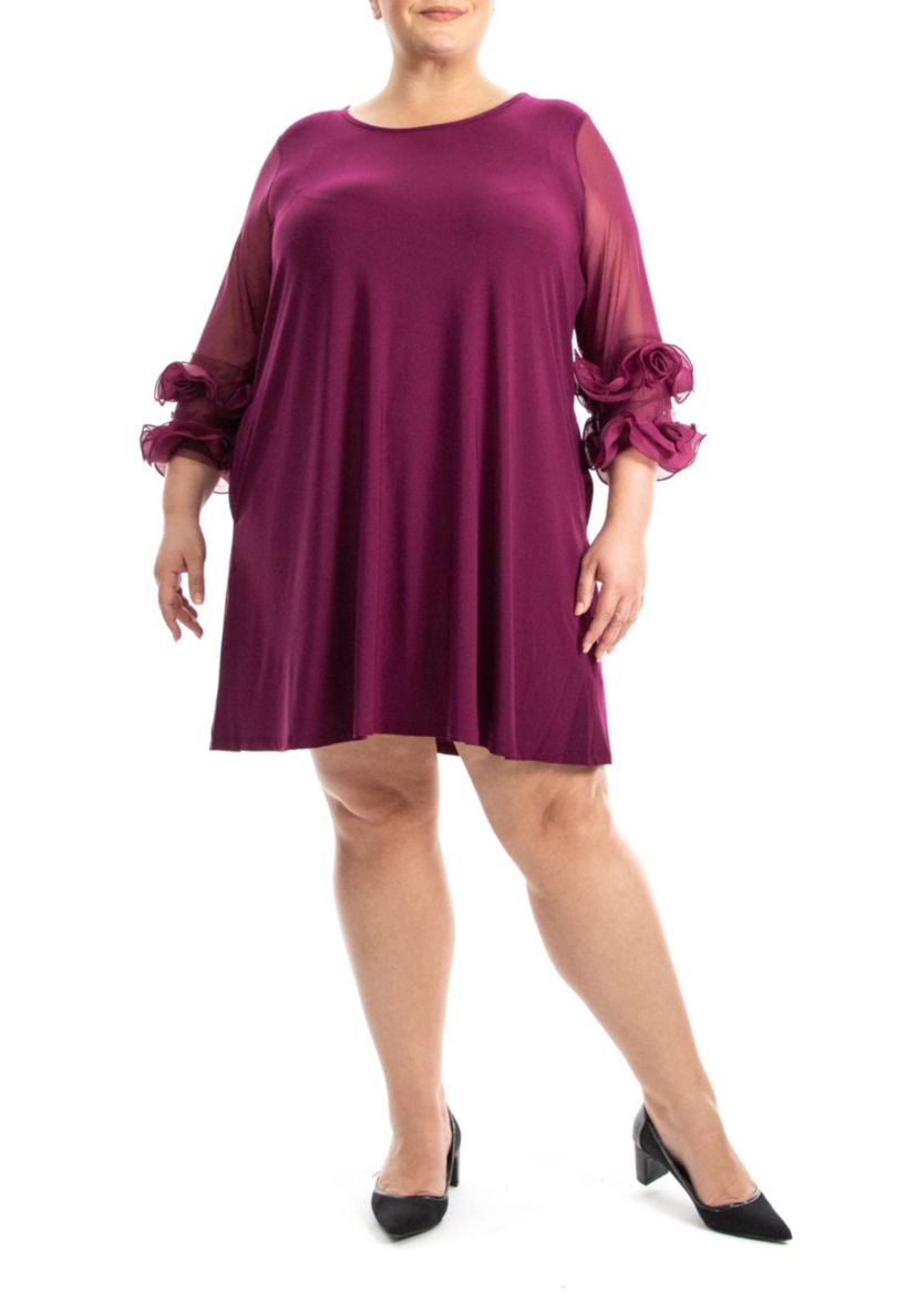 Trapeze Dress With Ruffle Sleeve And Pockets