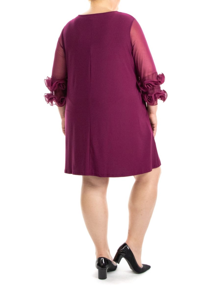 Trapeze Dress With Ruffle Sleeve And Pockets