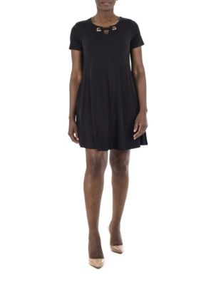Nina Leonard Women's Hi Low Pocket Dress