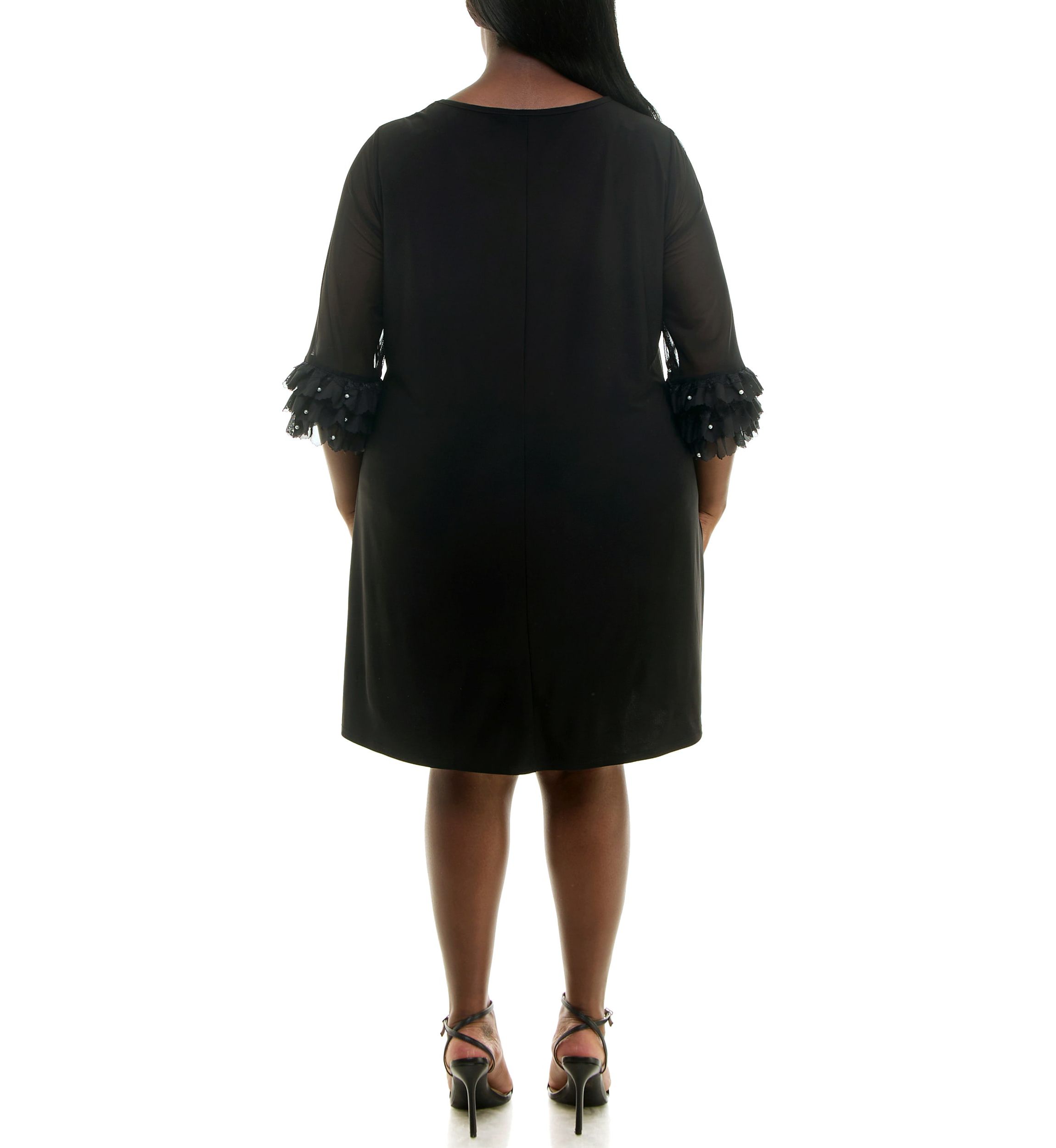 Trapeze Dress With Pockets And Mesh Sleeve