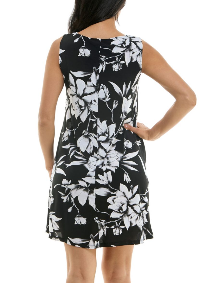 Puff Print Trapeze Pocket Dress