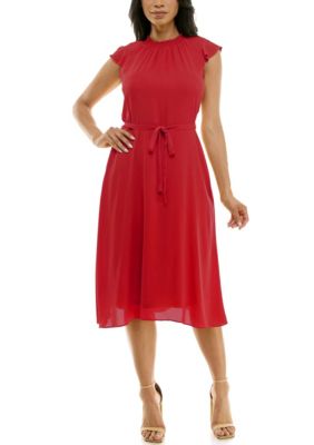 Nina Leonard Women's Smocked Print Dress