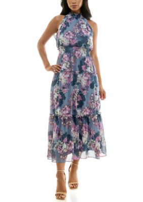 Nina Leonard Women's Smock Tiered Maxi Dress