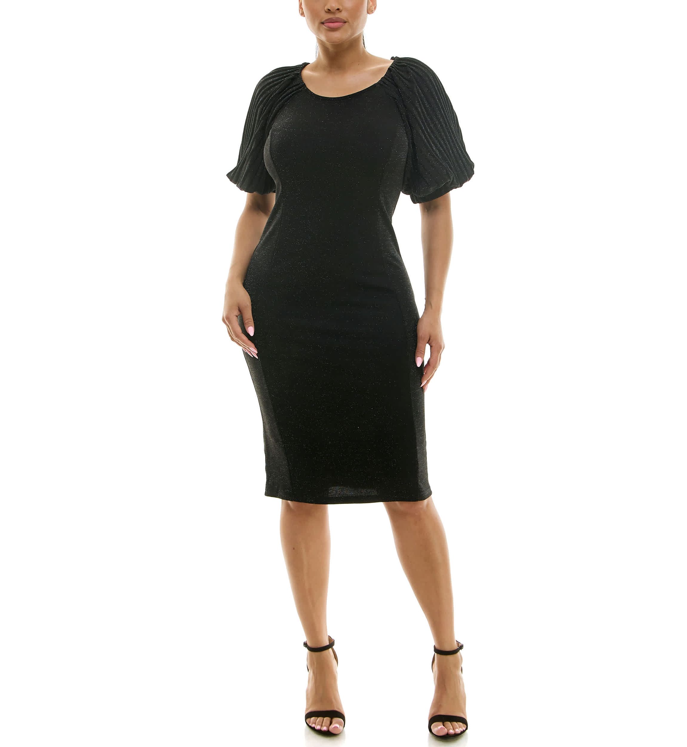 Pleat Puff Sleeve Dress