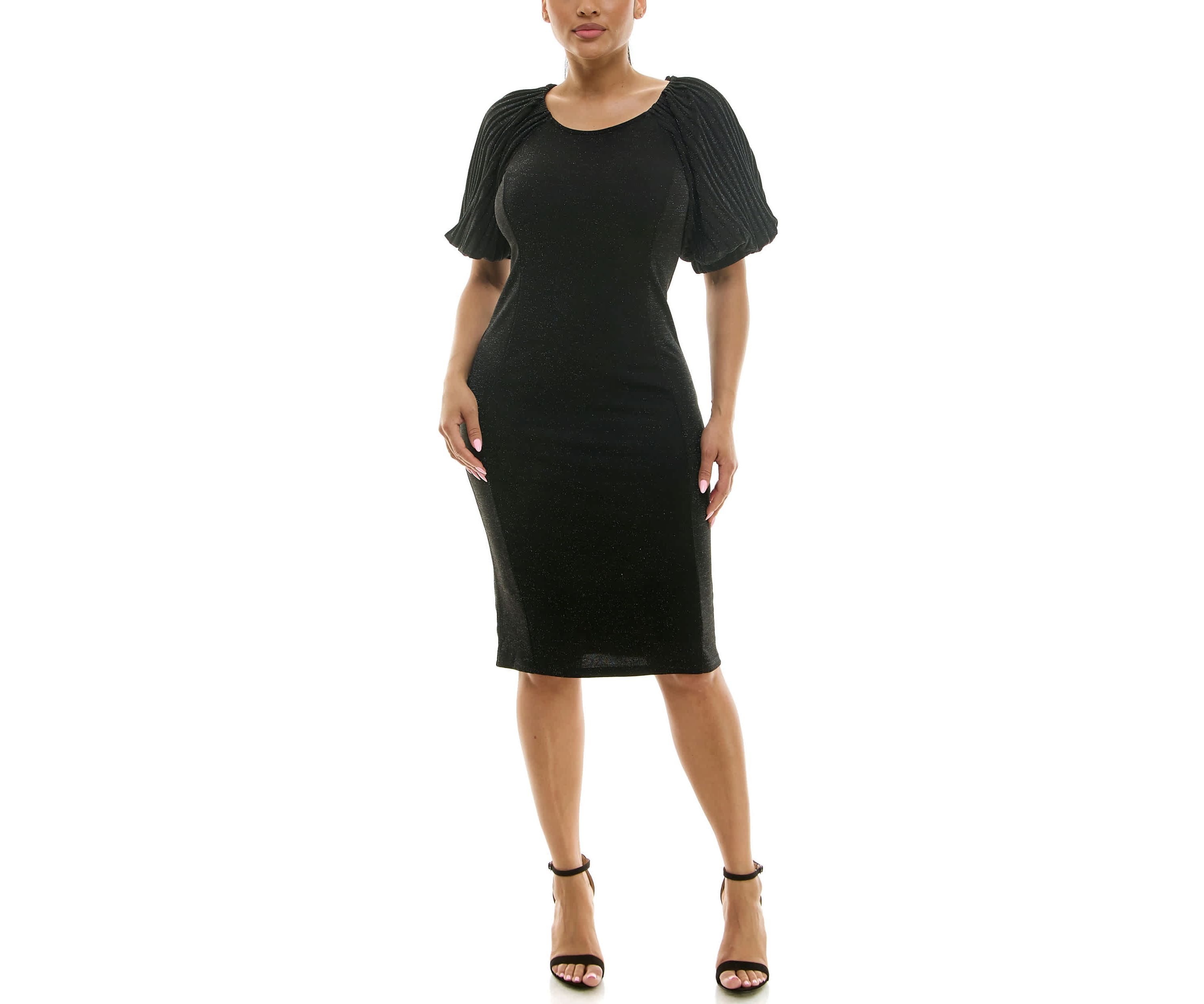 Pleat Puff Sleeve Dress