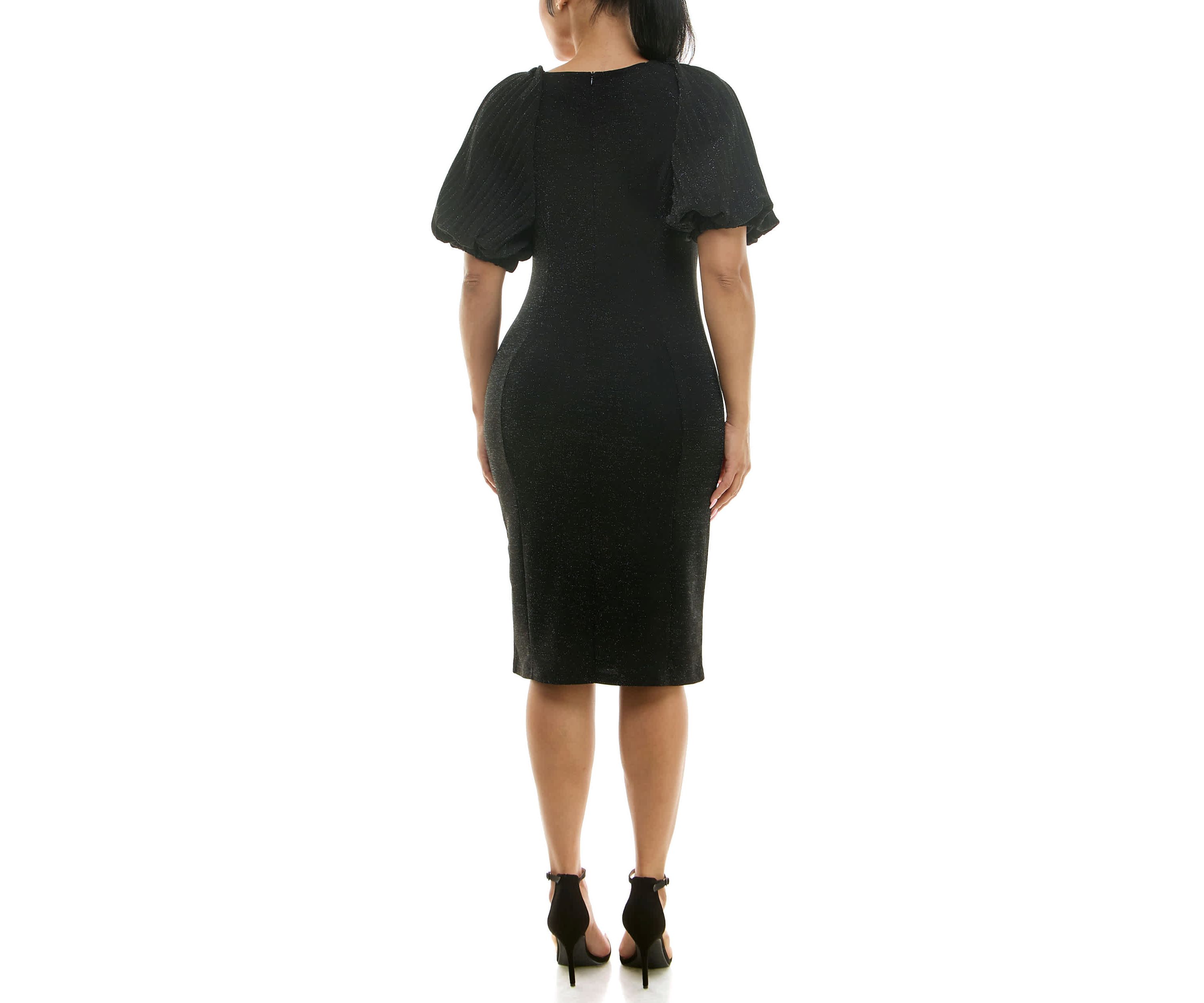 Pleat Puff Sleeve Dress