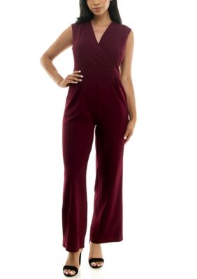 Nina Leonard Women's Surplice Jumpsuit