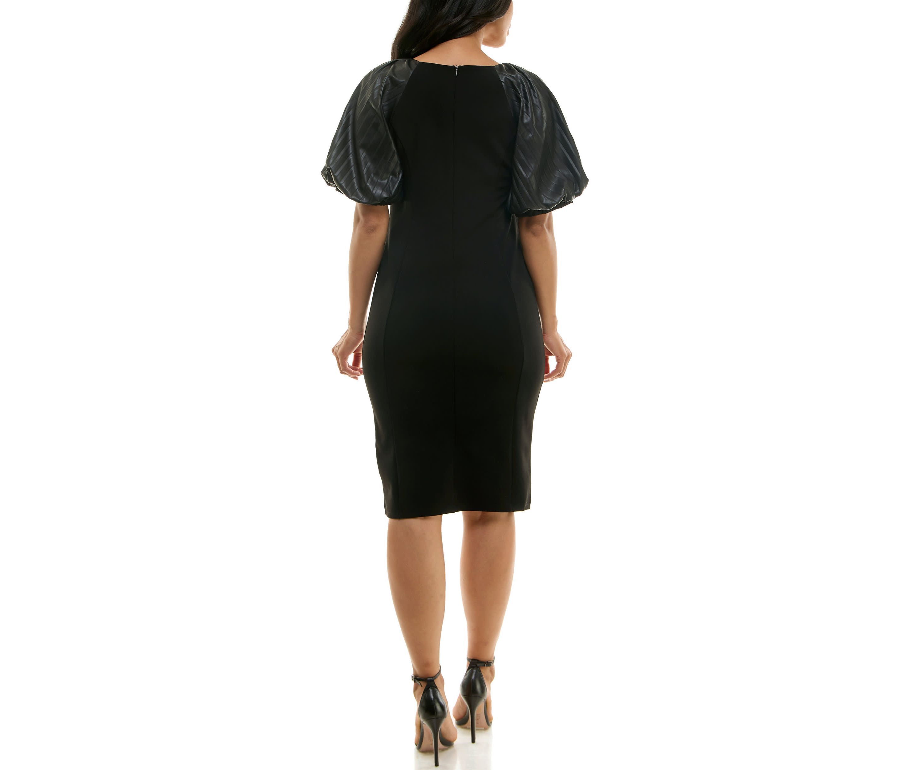 Pleat Puff Sleeve Dress