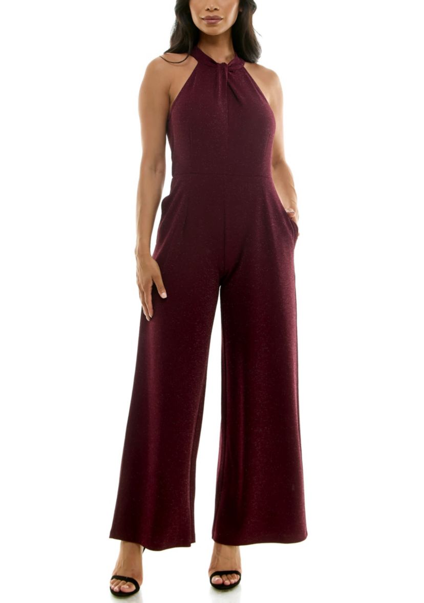 Glitter Twist Neck Jumpsuit