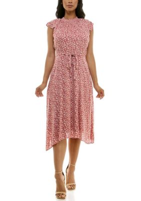 Nina Leonard Women's Smocked Print Dress