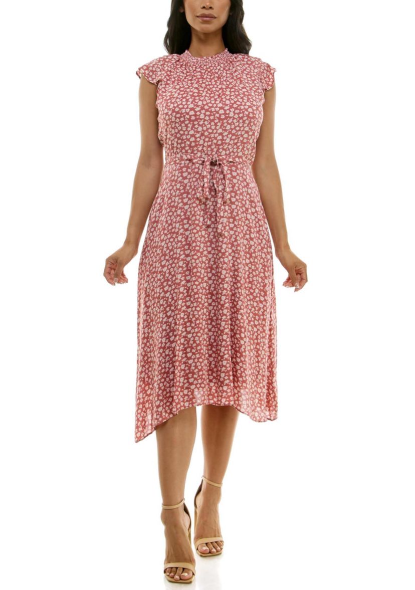 Smocked Print Dress