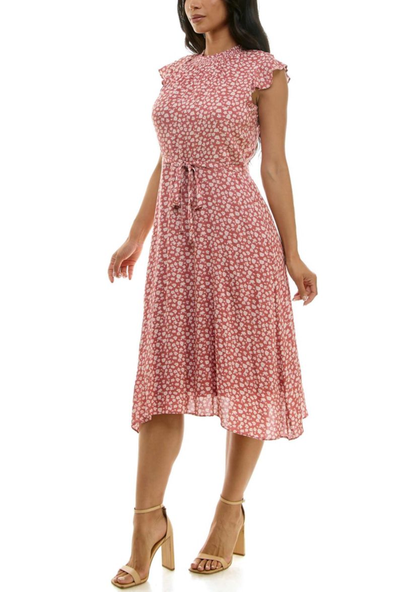 Smocked Print Dress