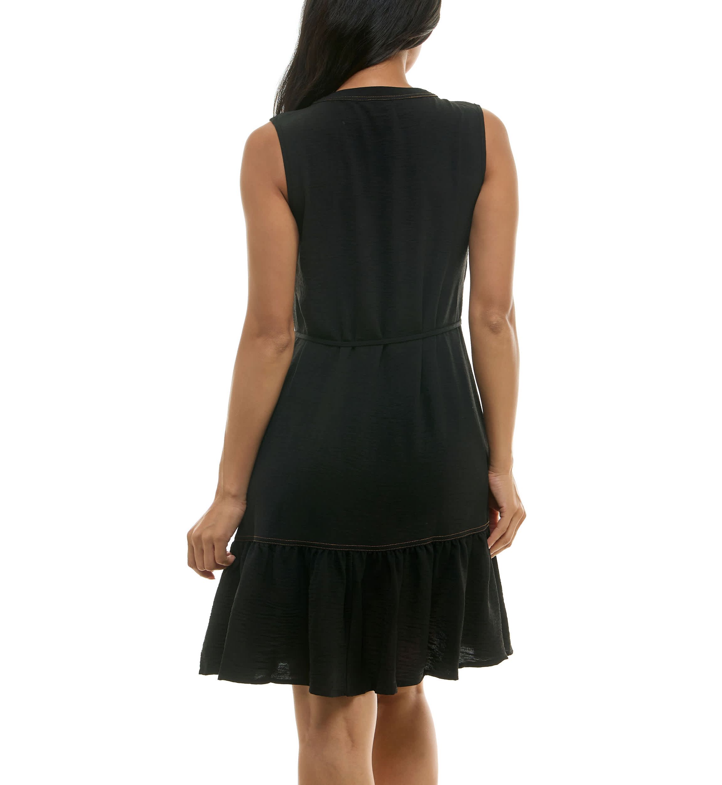 Rib V-Neck Ruching Long Sleeve Sweater Dress