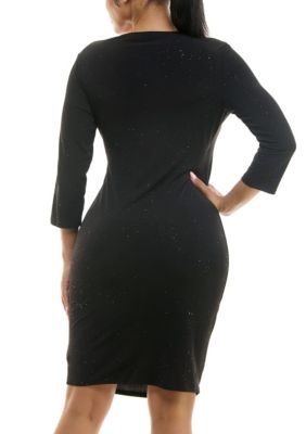 Nina Leonard Women's Ruffle Faux Wrap Dress