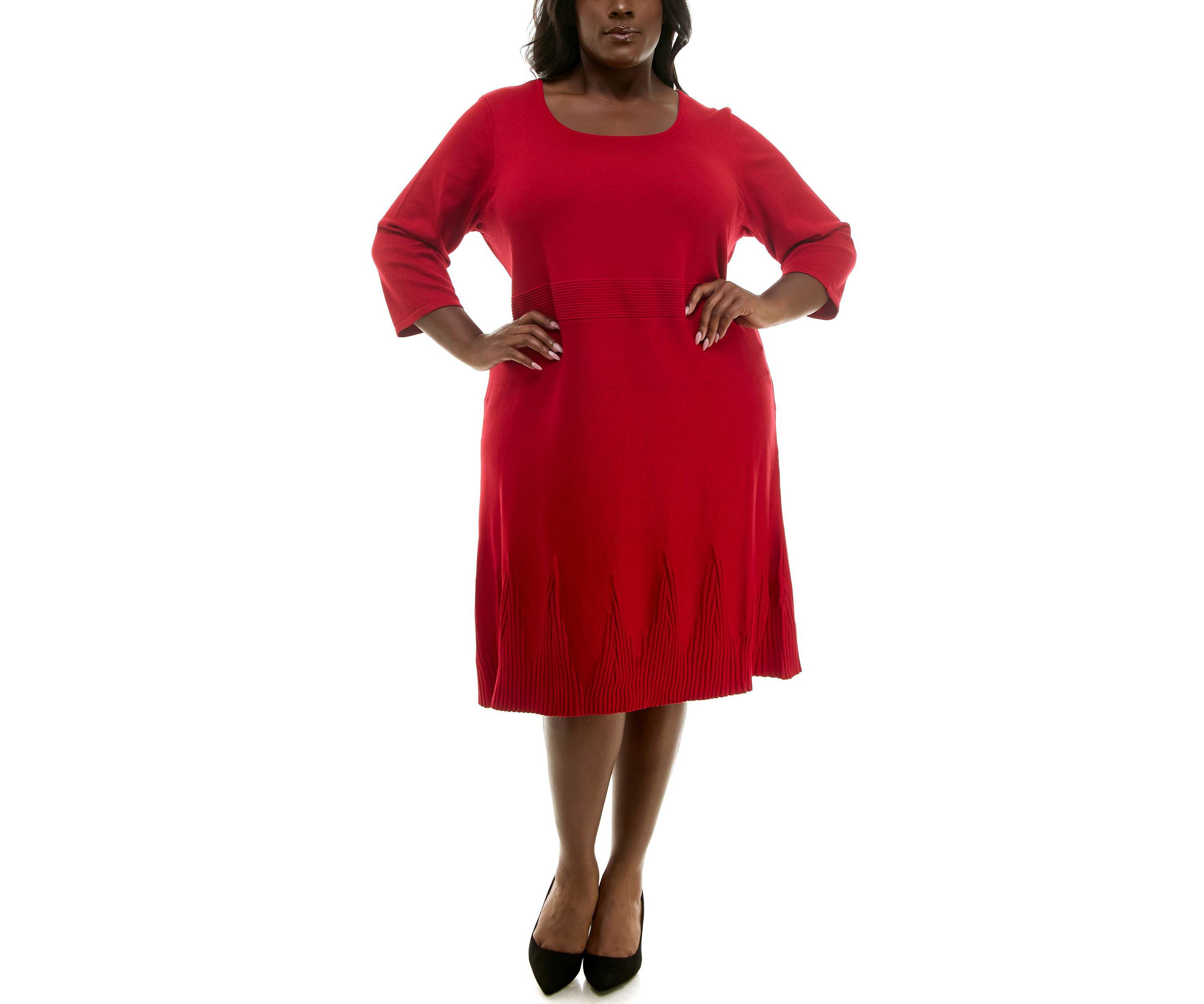 Fit And Flare Ribbed Sweater Dress
