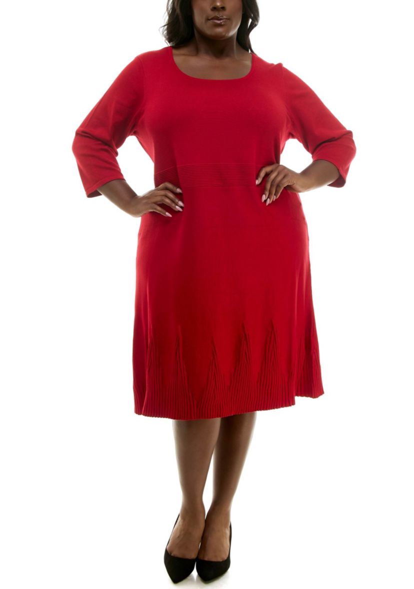 Fit And Flare Ribbed Sweater Dress