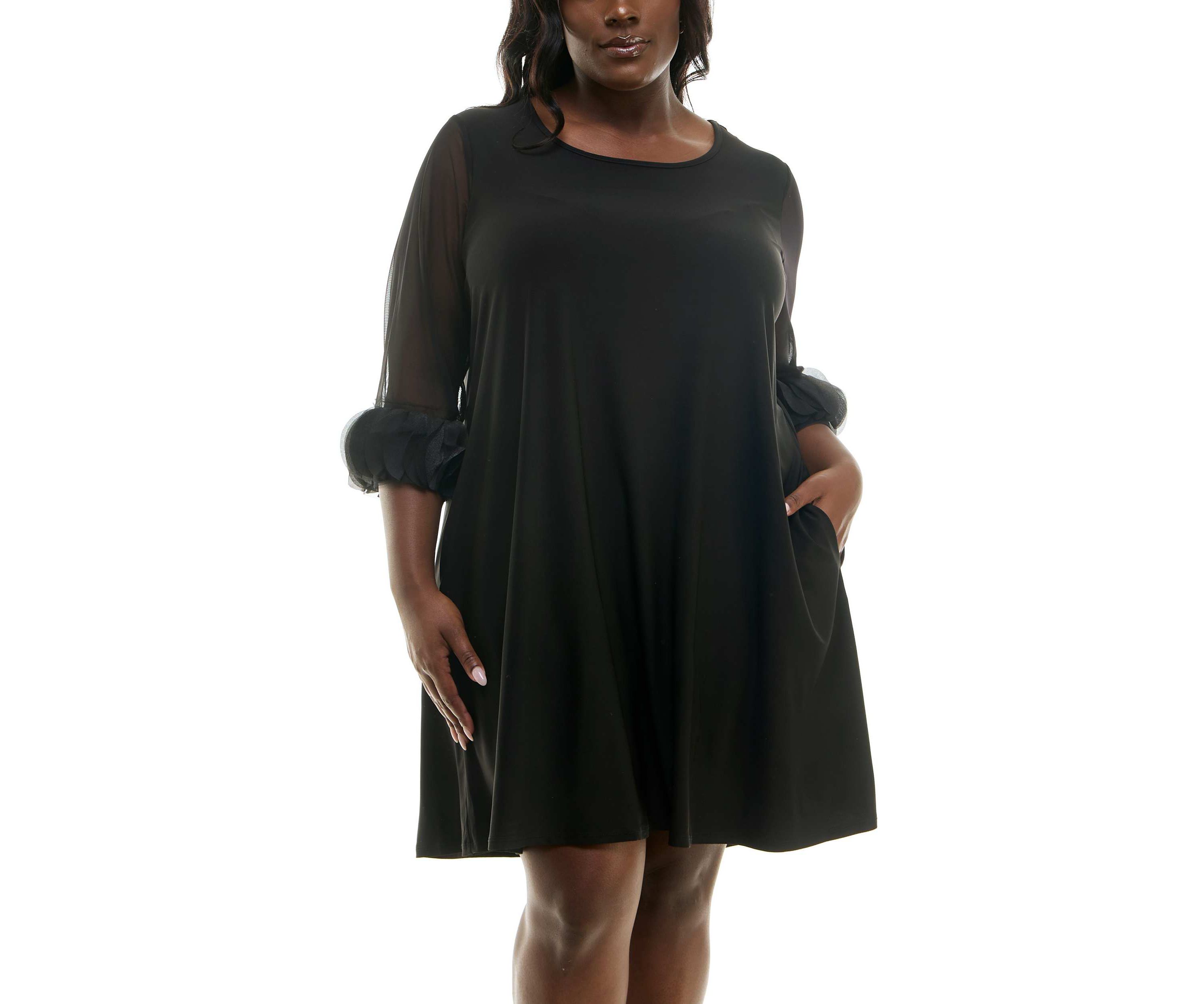 Trapeze pocket dress with ruffle sleeve