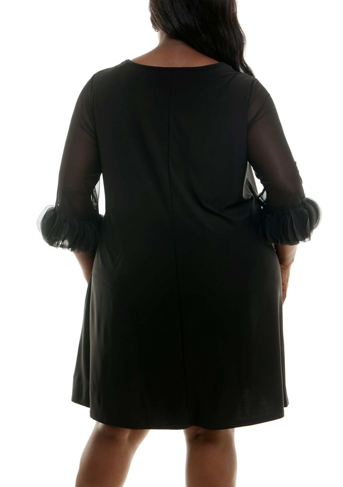 Trapeze pocket dress with ruffle sleeve